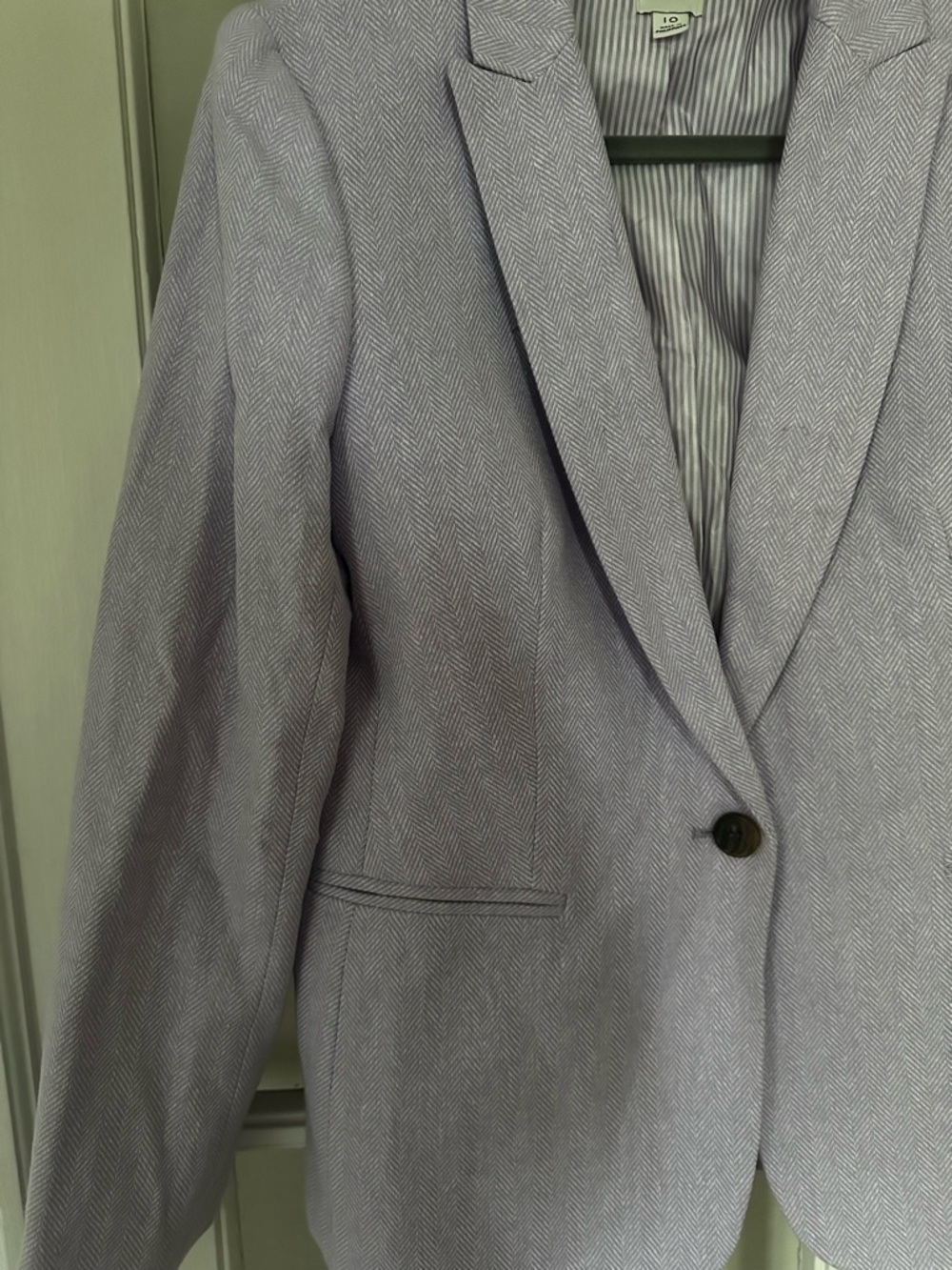 J.Crew Herringbone one-button blazer Light purple Size 10 Cotton Linen - Picture 3 of 5